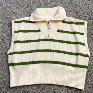 Maeve by Anthropologie Striped Quarter Zip Vest One Size